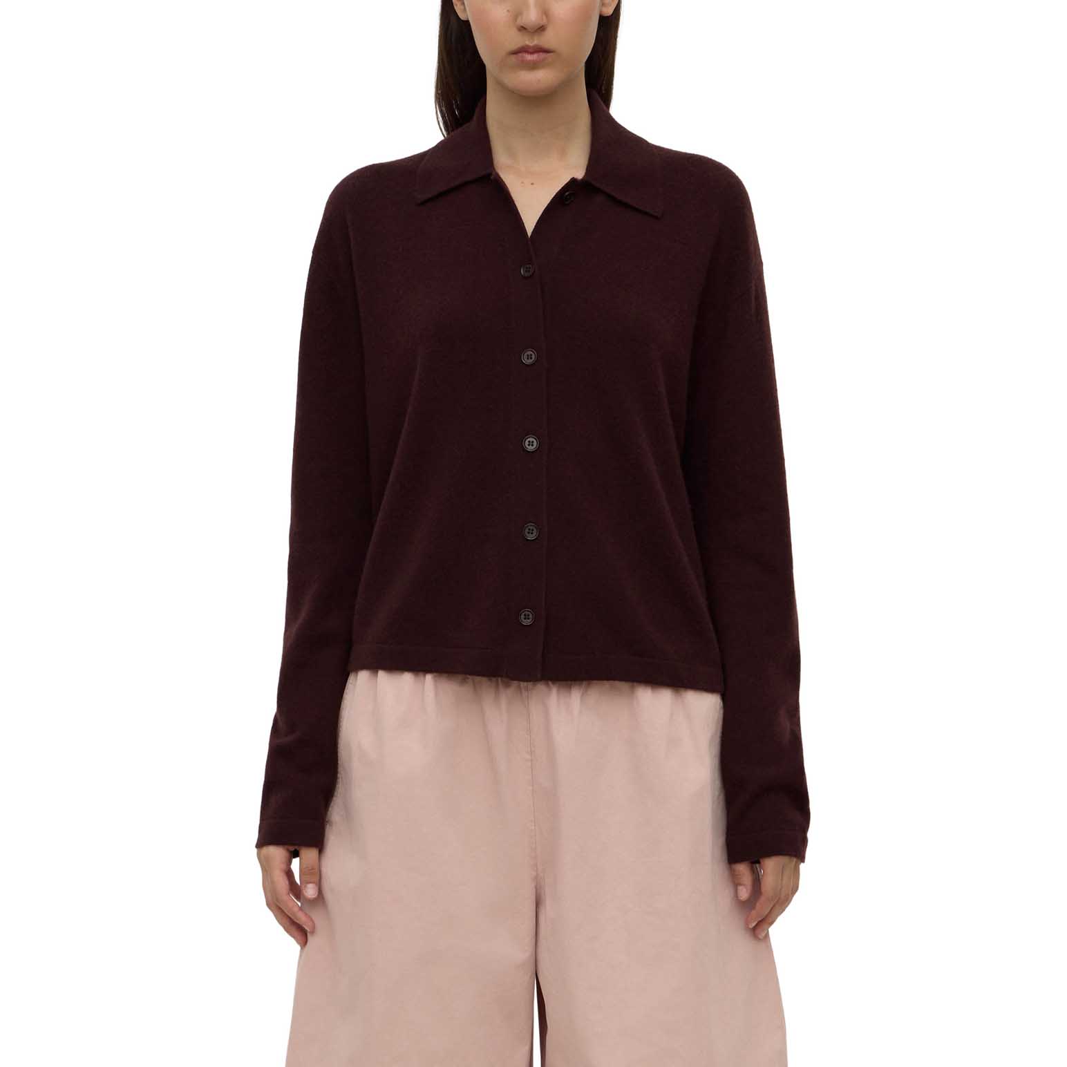 Assembly Label Wool Cashmere Knit Cardigan Dark Merlot